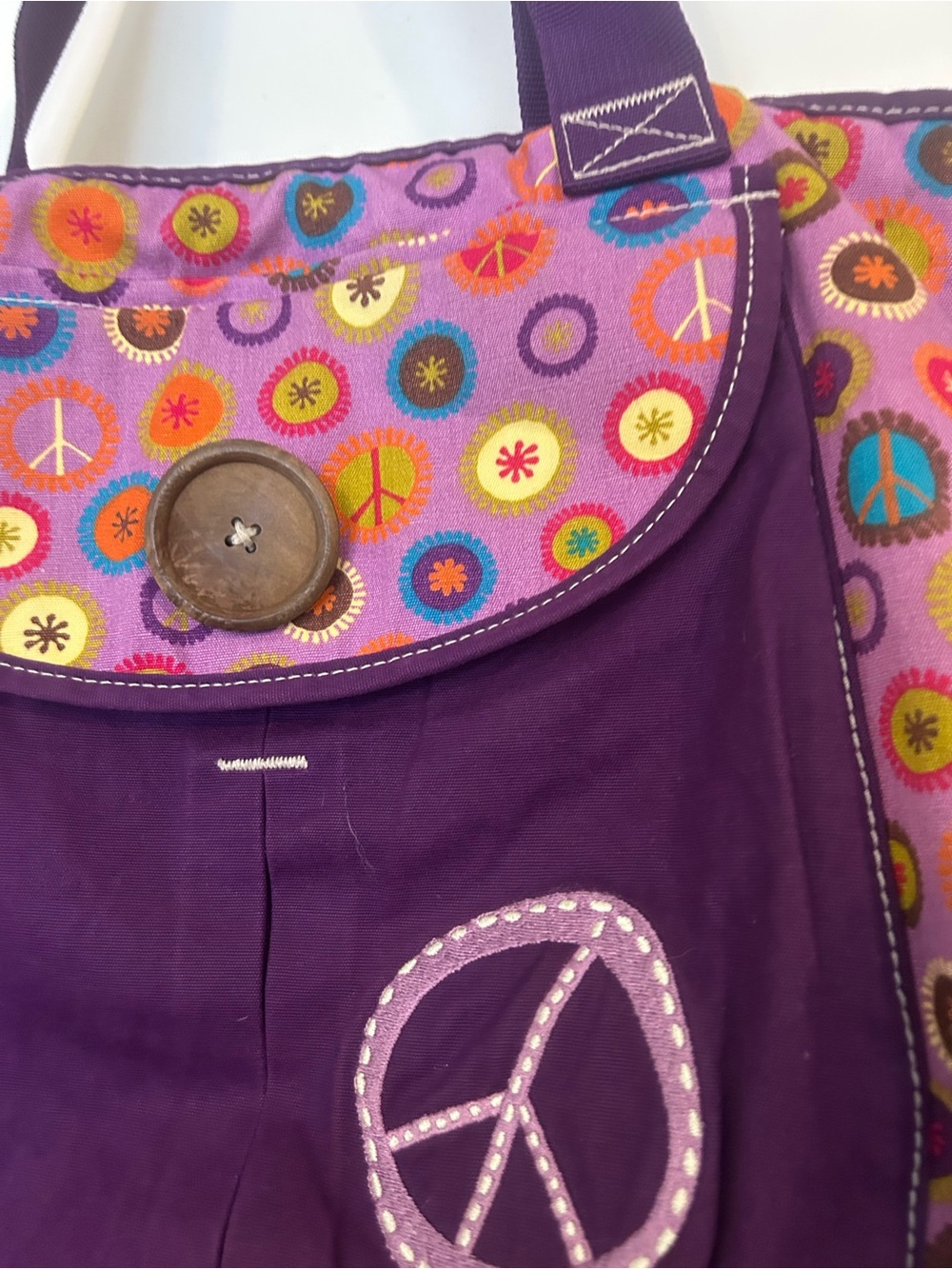 Y2K
Purple Peace Sign Button Zip
Tote Bag - Picture 7 of 11